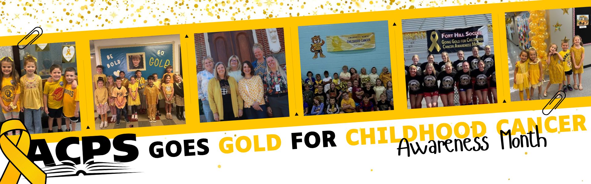 Several Students and Staff wearing gold to support Childhood Cancer.