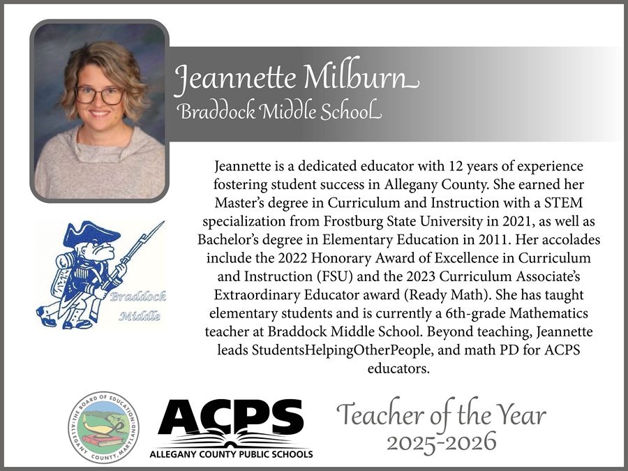 Jeannette Milburn, 25 Teacher of the Year winner at Braddock Middle School.