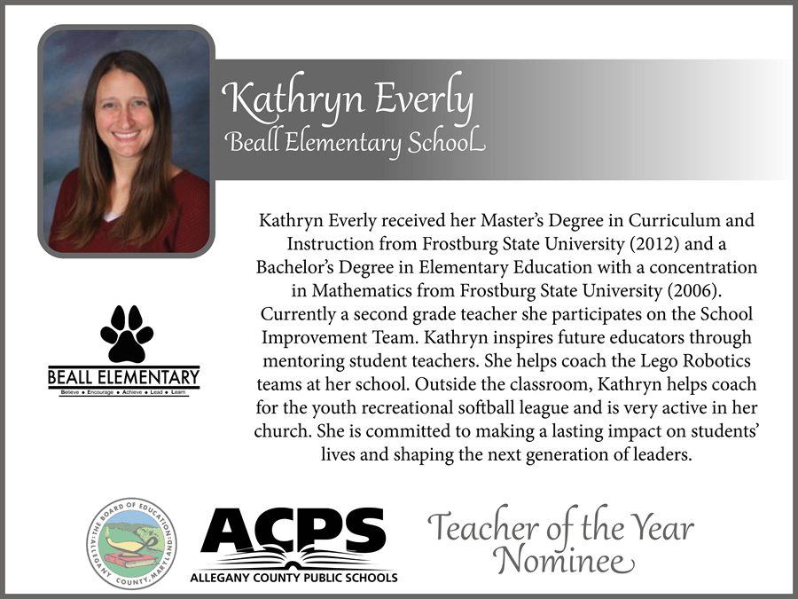 Kathryn Everly, 2025 Teacher of the Year nominee, all Elementary.