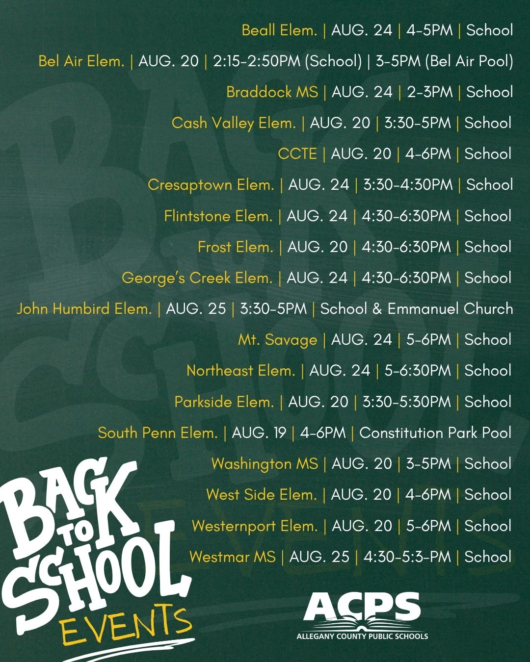 Back to School Events