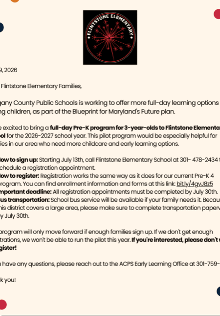 7.9 Flintstone Pre-K 3 Full-Day