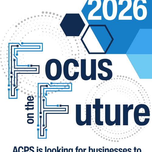 2026 Focus on the Future graphic with text that reads "ACPS is looking for businesses to participate in this year's showcase."