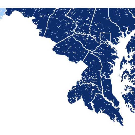 Allegany County is indicated in a lighter blue against a map of counties in navy blue.